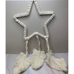 Bohemian Macrame Star Woven Polycotton Wall Hanging Ornaments, Tassel Tapestries